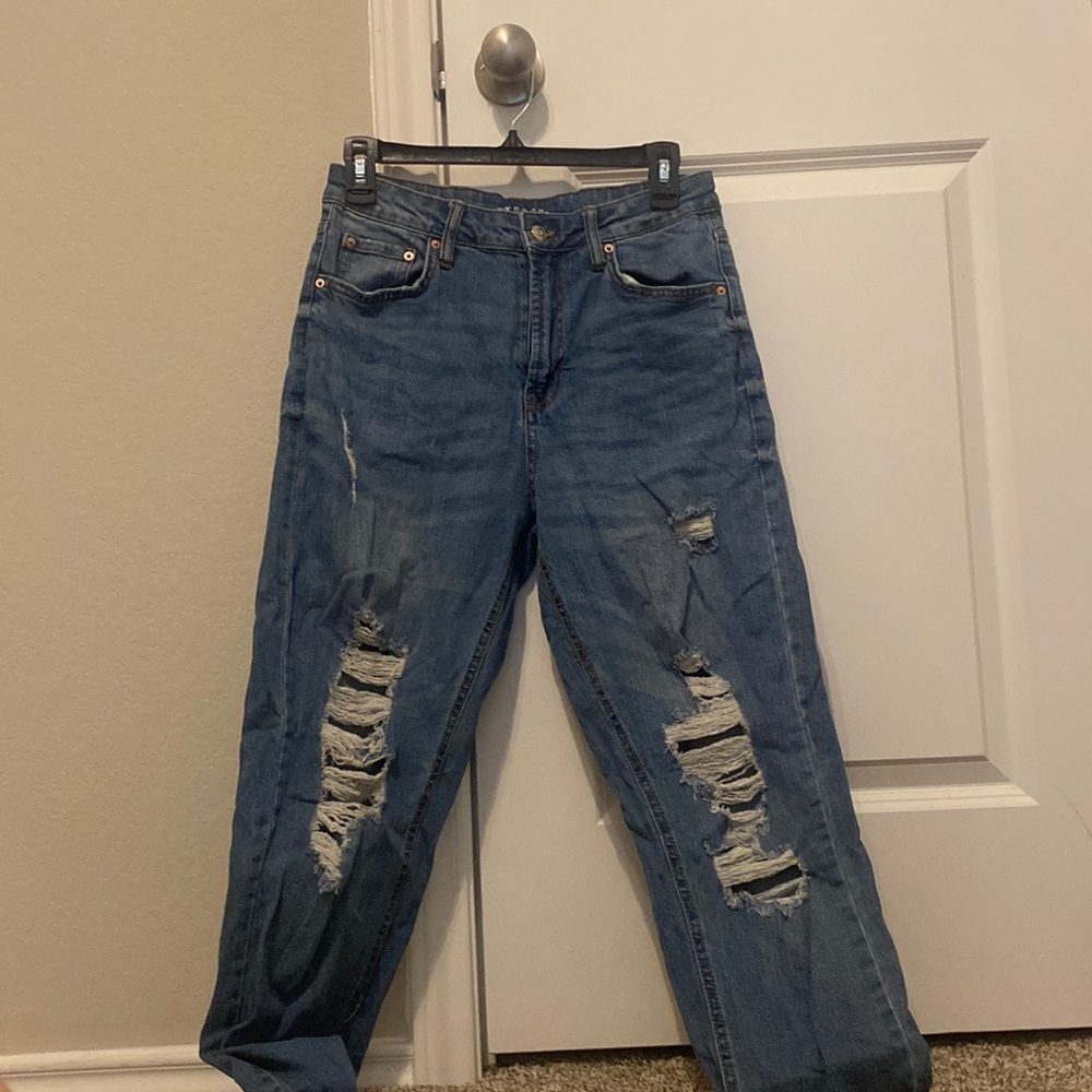 High rise ripped mom jeans